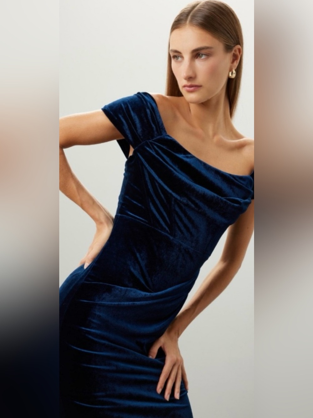 NWT Line & Dot Velvet Evening Dress in Deep Blue